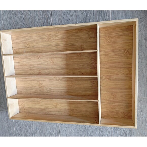 Bamboo Kitchen Utensils Tray Multi Grid Organizer Home Decor Jewelry Box - Picture 3 of 13